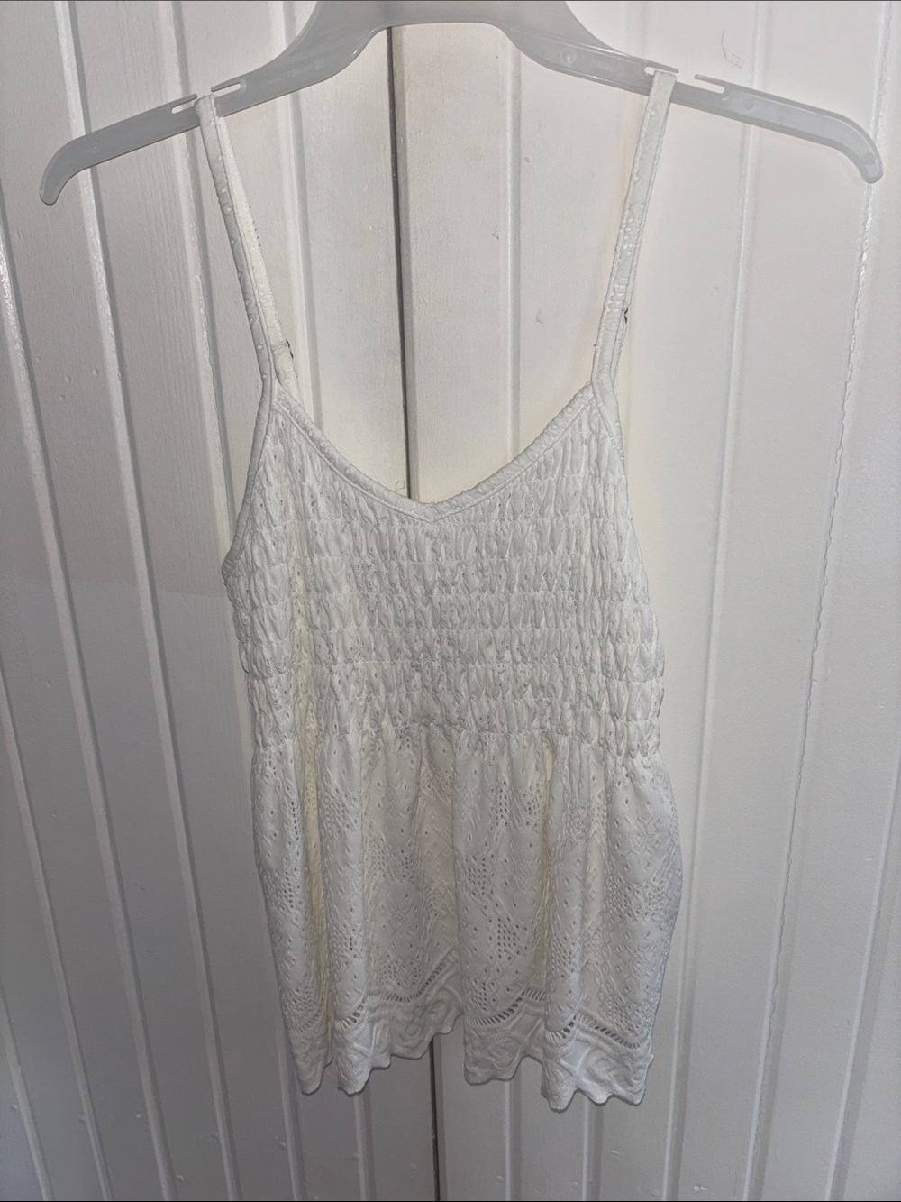 URBAN Romantics White Eyelet Smocked Cami Tank